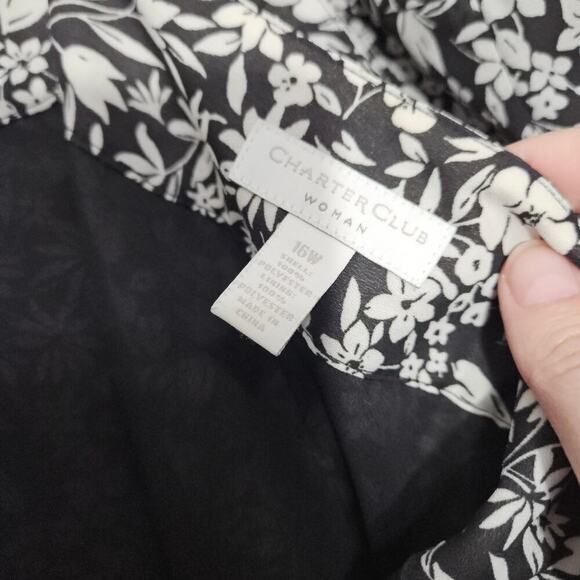 Charter Club Pleated Midi Black/White Floral Skirt Size 16W Cottagecore - Picture 7 of 7